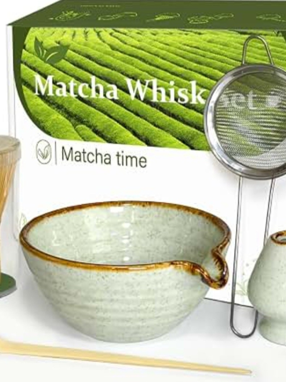 Premium Matcha Kit Bamboo Whisk Set Sifter Bowl Spoon Holder Unique Gift New